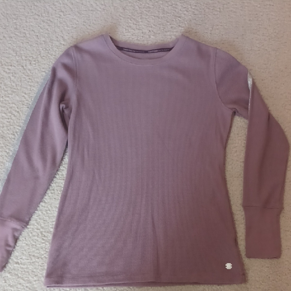Calvin Klein Waffle Knit Top With Silver Accent